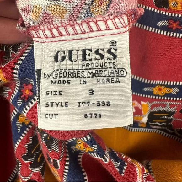 Guess by Georges Marciano Vintage Button Down Shirt Size 3/XL Striped Floral 90s - Picture 3 of 6